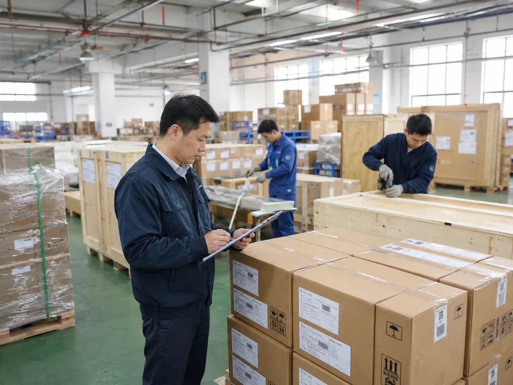 Packing Confirmation Before China Shipment Release Warehouse packing area checked before final inspection and shipment release